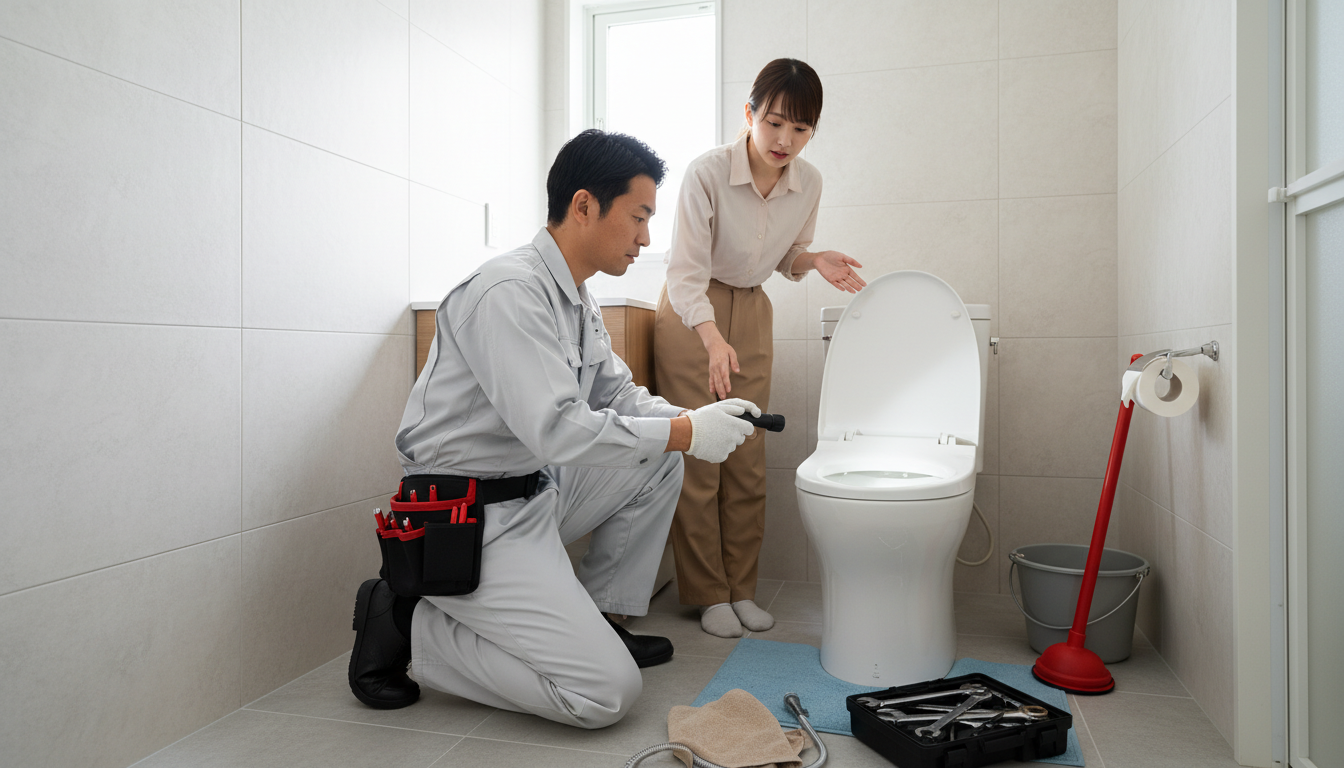 トイレつまりで水道業者を呼ぶ前に確認すべきことに関する画像