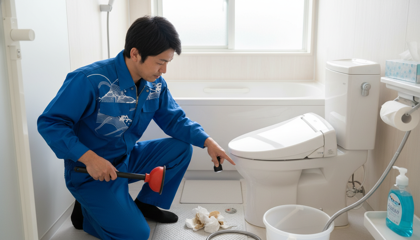 トイレつまりの原因と自分でできる応急処置に関する画像