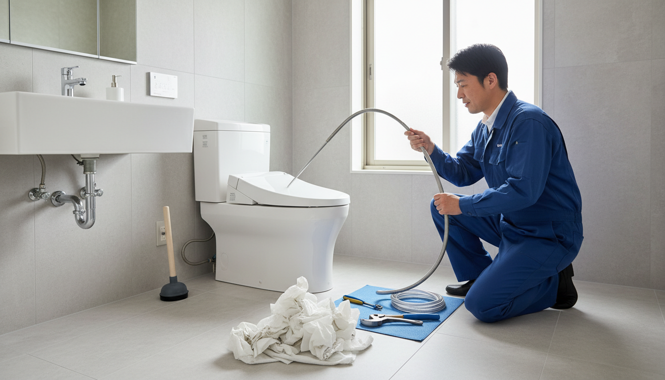 トイレつまりの原因と自分でできる応急処置に関する画像