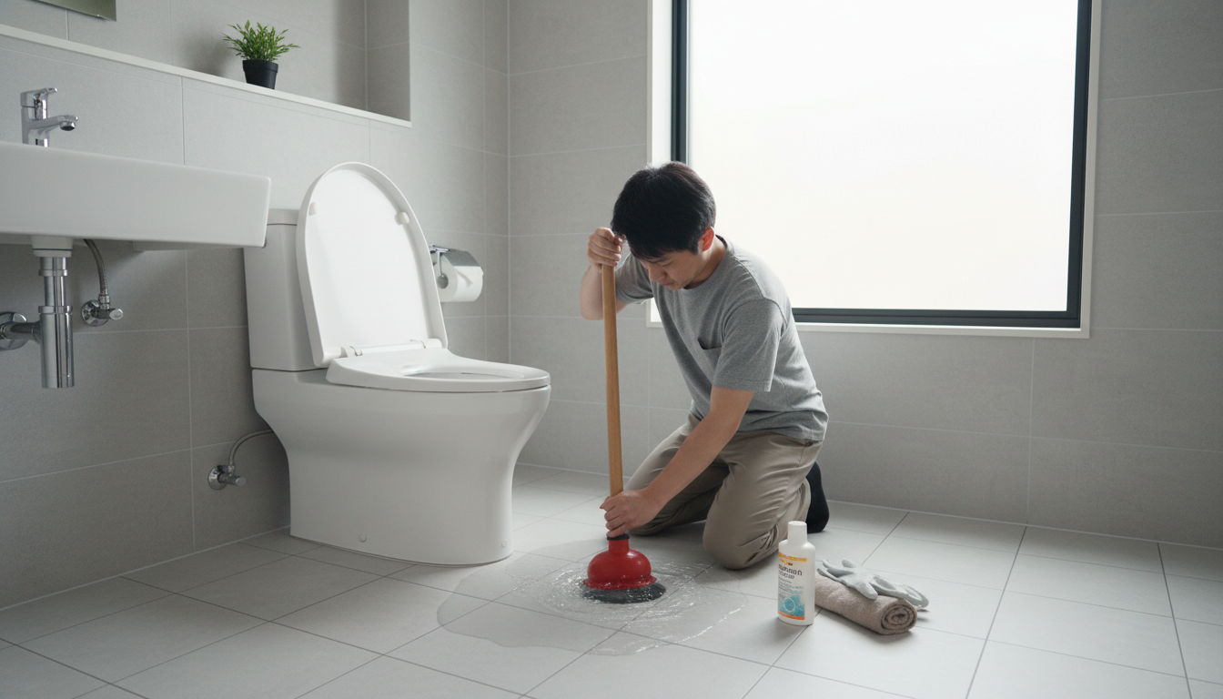 トイレつまりで業者を呼ぶ前に自分で試せることと注意点に関する画像