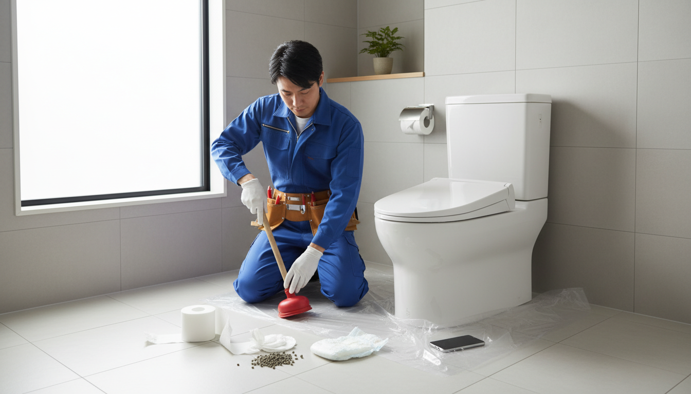 トイレつまりの原因と自分でできる応急処置に関する画像