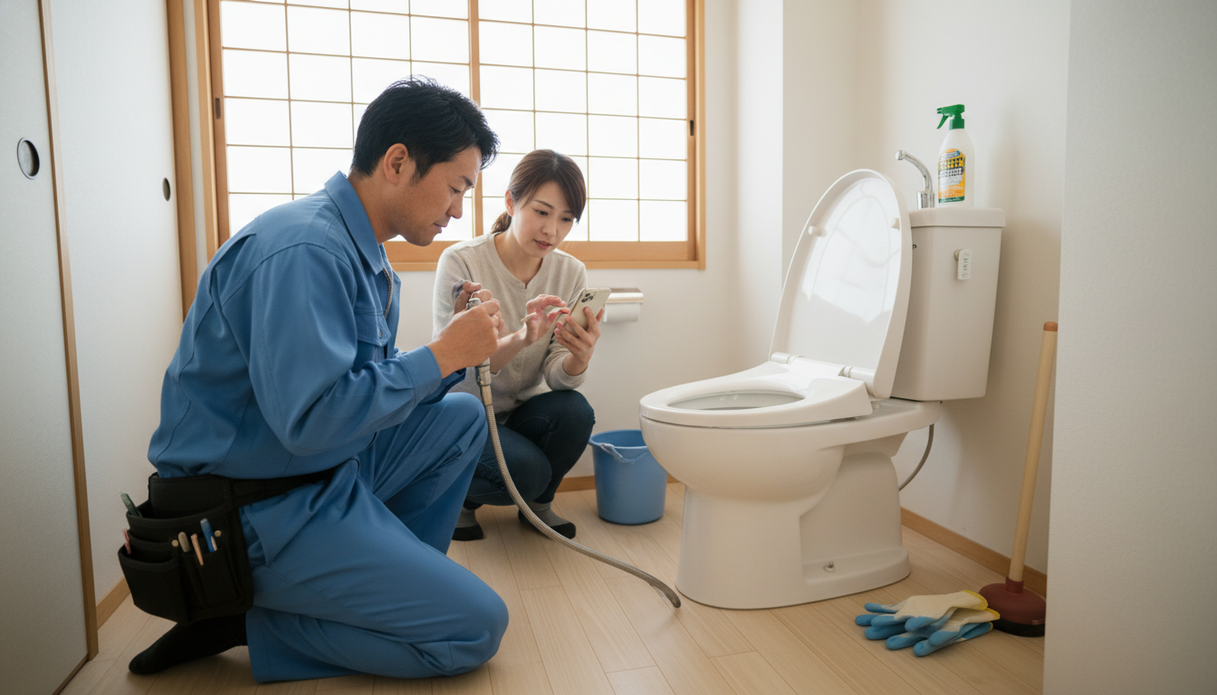 トイレつまりで水道業者を呼ぶ前に試せることに関する画像