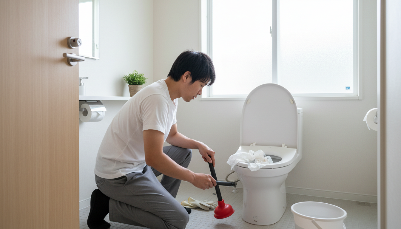 トイレつまりで業者を呼ぶ前に自分でできる対処法に関する画像