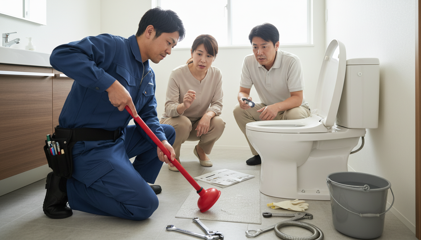 トイレつまりで水道修理業者を呼ぶ前に確認すべきことに関する画像