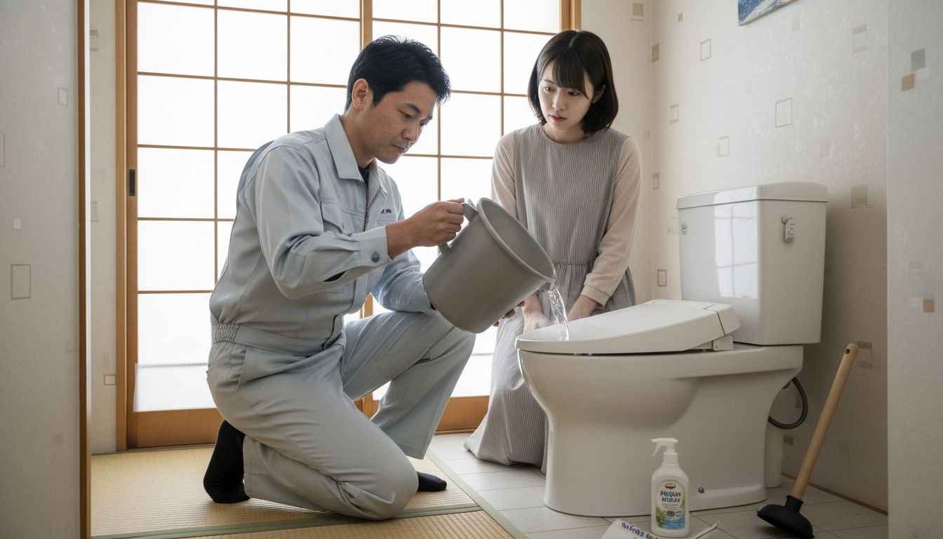 トイレつまりで水道業者を呼ぶ前に試せること・やってはいけないことに関する画像
