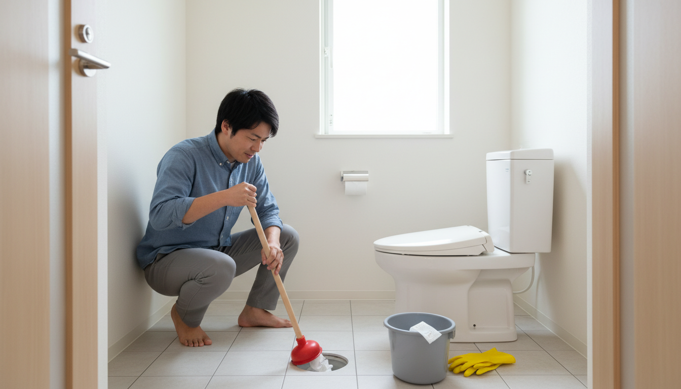 トイレつまりで業者を呼ぶ前に自分でできる対処法に関する画像