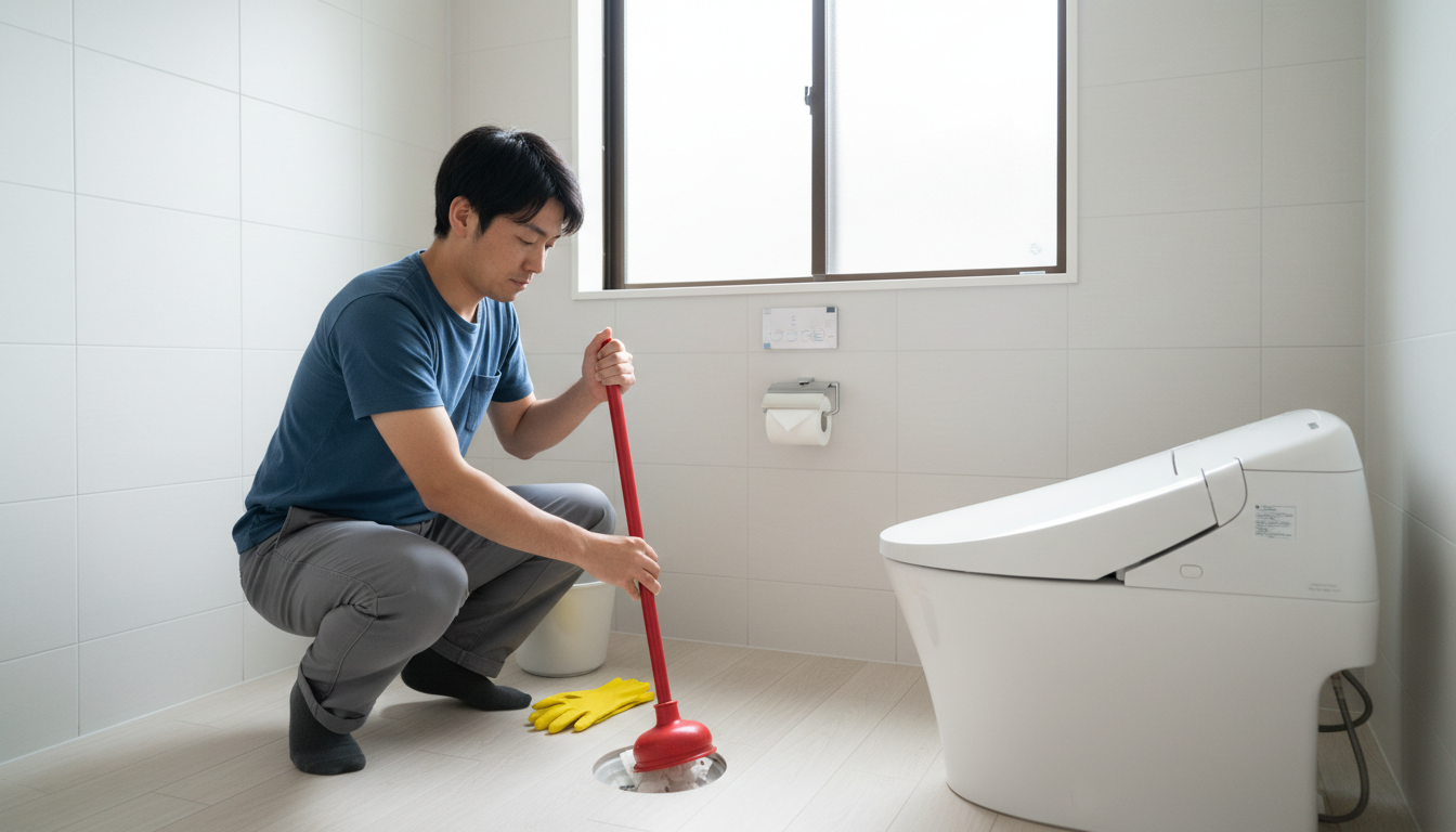 自分でできるトイレつまりの応急処置と注意点に関する画像