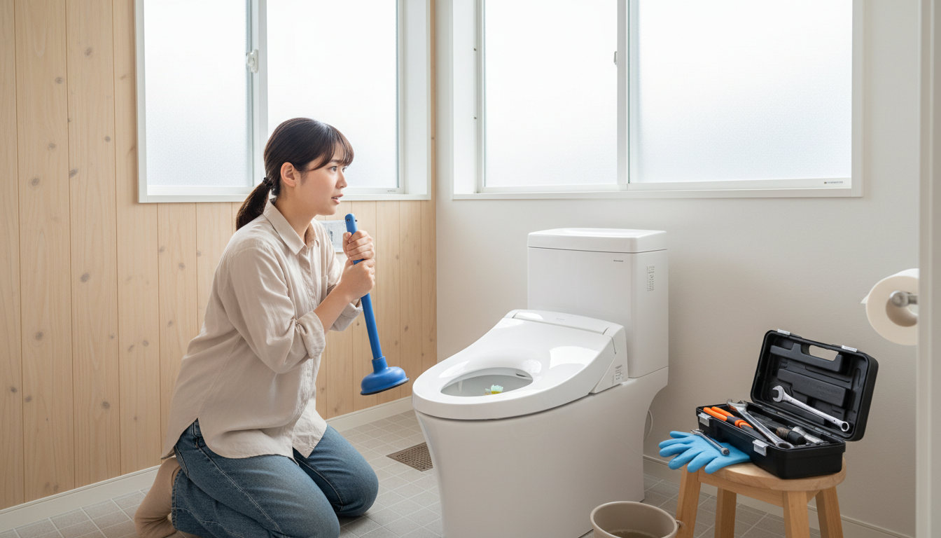 トイレつまりで慌てない！業者を呼ぶ前に自分でできる対処法に関する画像