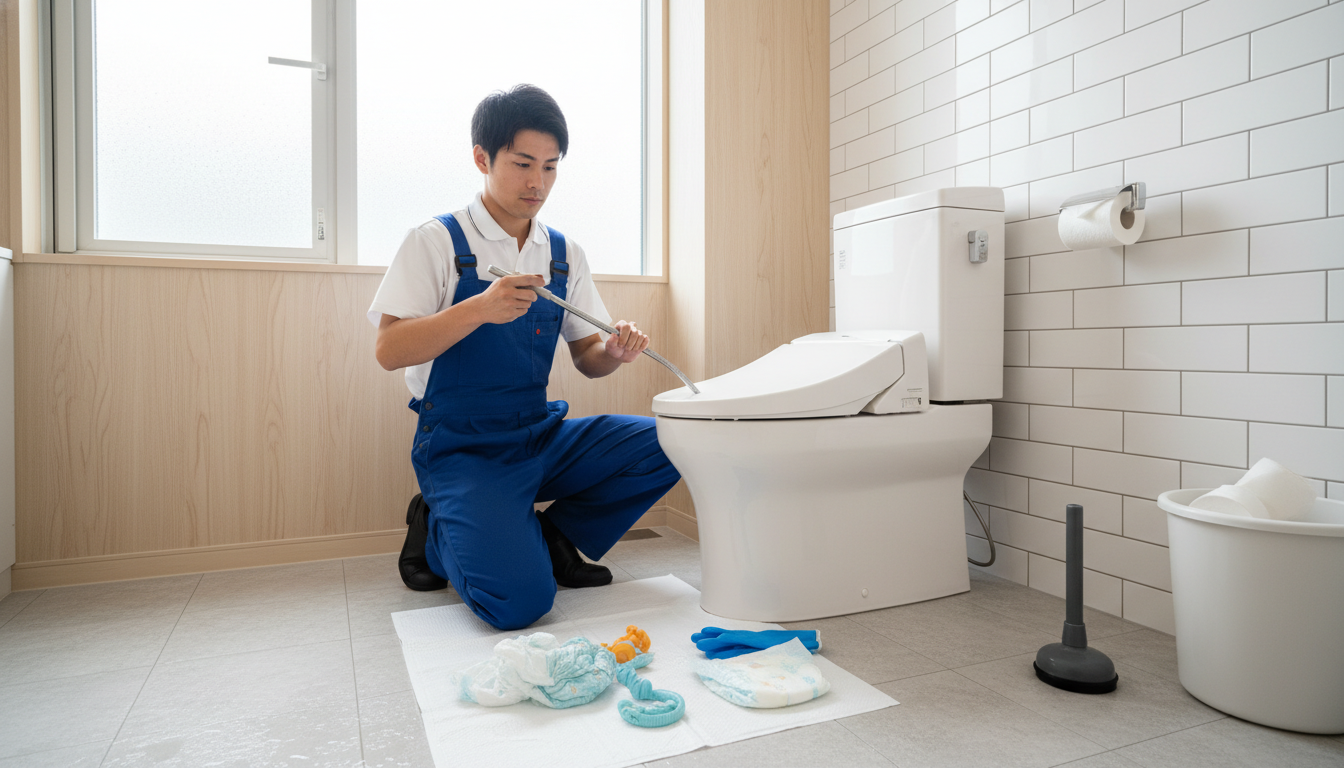 トイレつまりの原因と自分でできる応急処置に関する画像