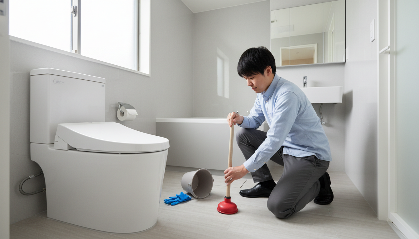 業者を呼ぶ前に！自分でできるトイレつまりの応急処置と原因に関する画像