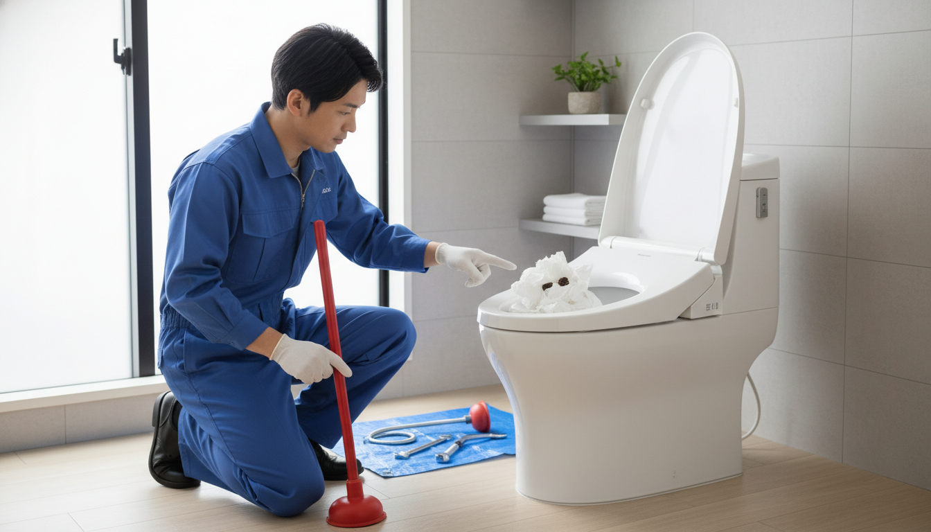 業者を呼ぶ前に確認！トイレつまりの主な原因に関する画像