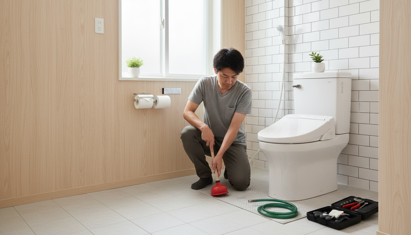 トイレつまりで業者を呼ぶ前に自分で試せる対処法に関する画像