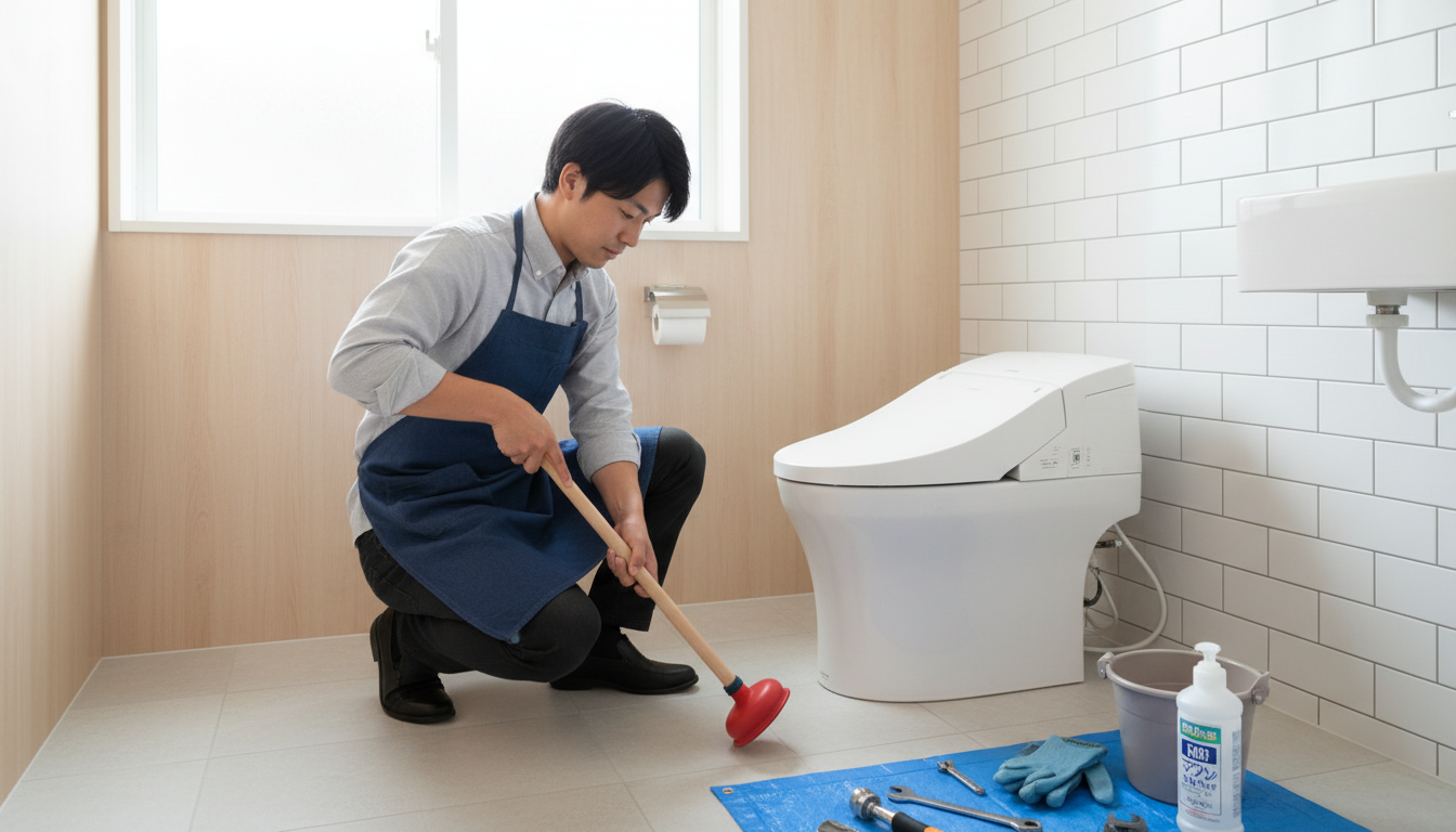 トイレつまりを自分で直す方法と注意点に関する画像