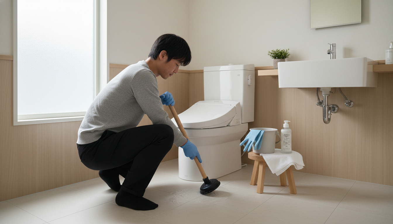 業者を呼ぶ前に試せる!トイレつまりの応急処置と注意点に関する画像