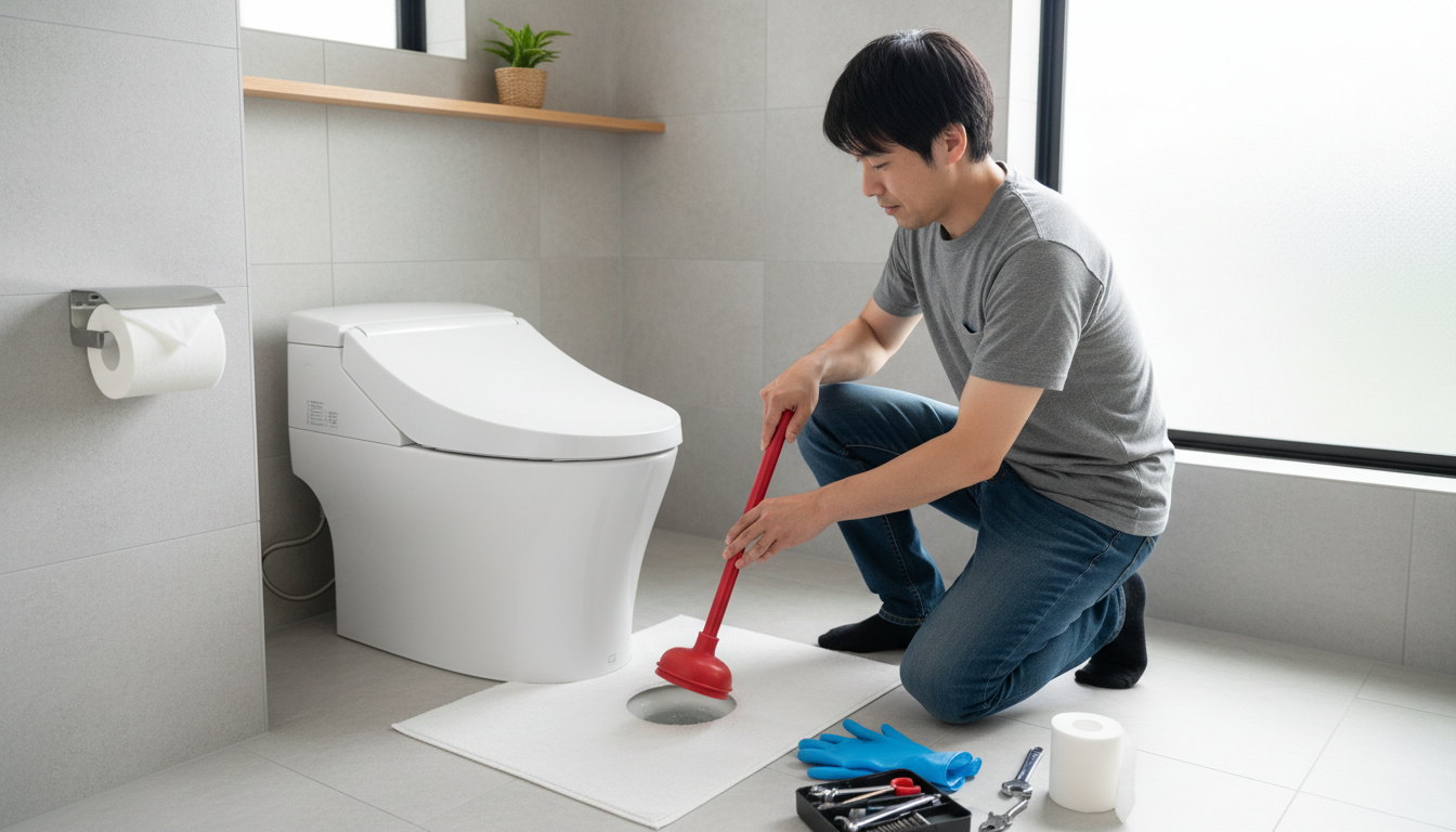 トイレつまりで業者を呼ぶ前に自分でできる対処法と注意点に関する画像