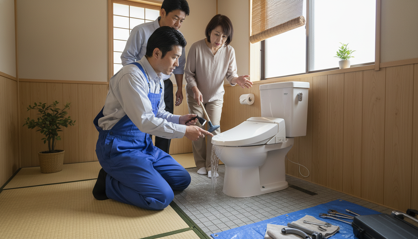 トイレつまりで水道業者を呼ぶ前に確認すべきことに関する画像