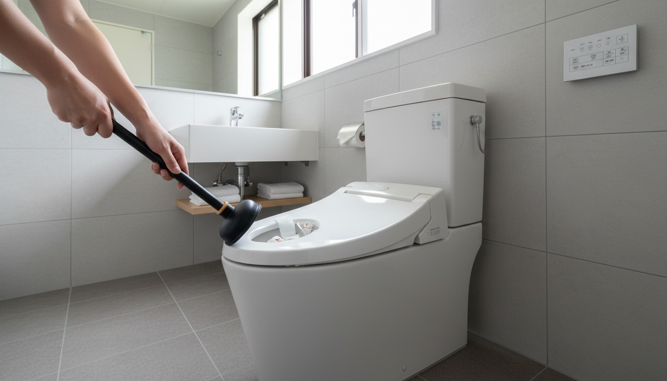 業者を呼ぶ前に試せる!トイレつまりの応急処置と注意点に関する画像