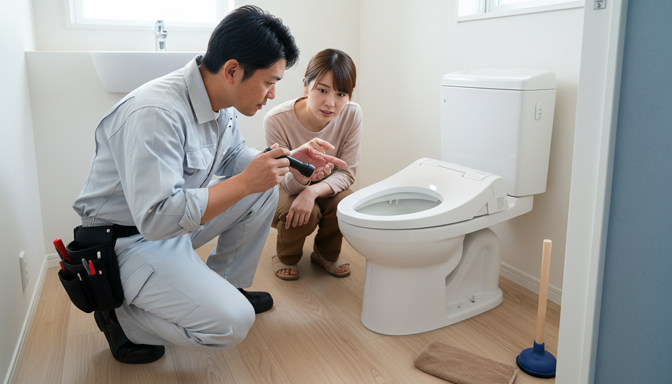 トイレつまりで水道業者を呼ぶ前に確認すべきことに関する画像