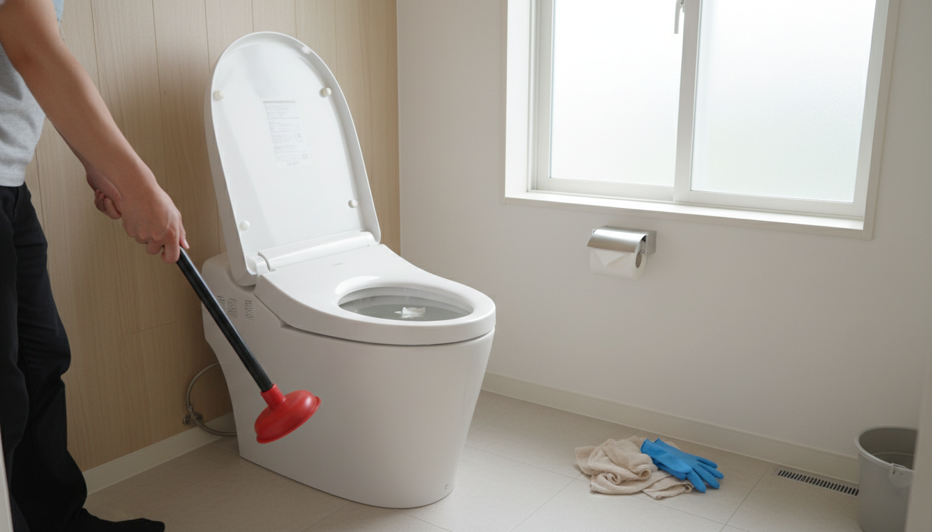 トイレつまり修理業者に依頼する前に自分でできる応急処置に関する画像