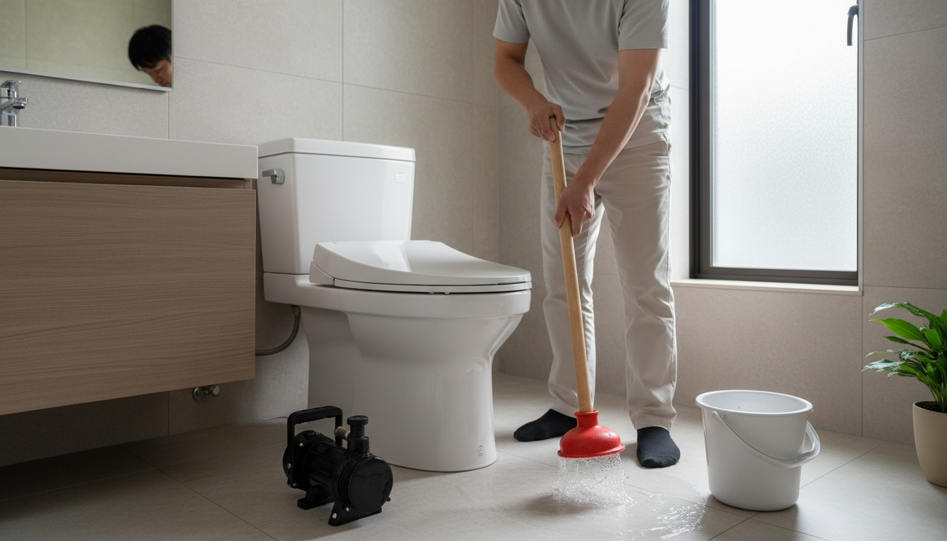 軽度のつまりに有効なラバーカップ(スッポン)の使い方に関する画像