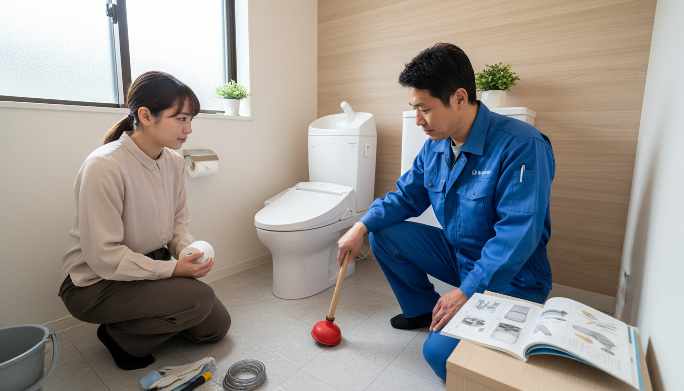 トイレつまりの原因別!自分でできる対処法とプロに任せるべきケースに関する画像