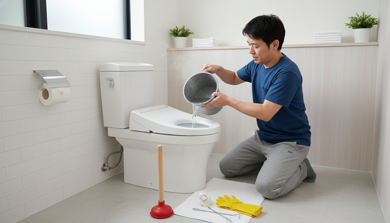 業者を呼ぶ前に試せる!トイレつまりの応急処置と危険なNG行動に関する画像