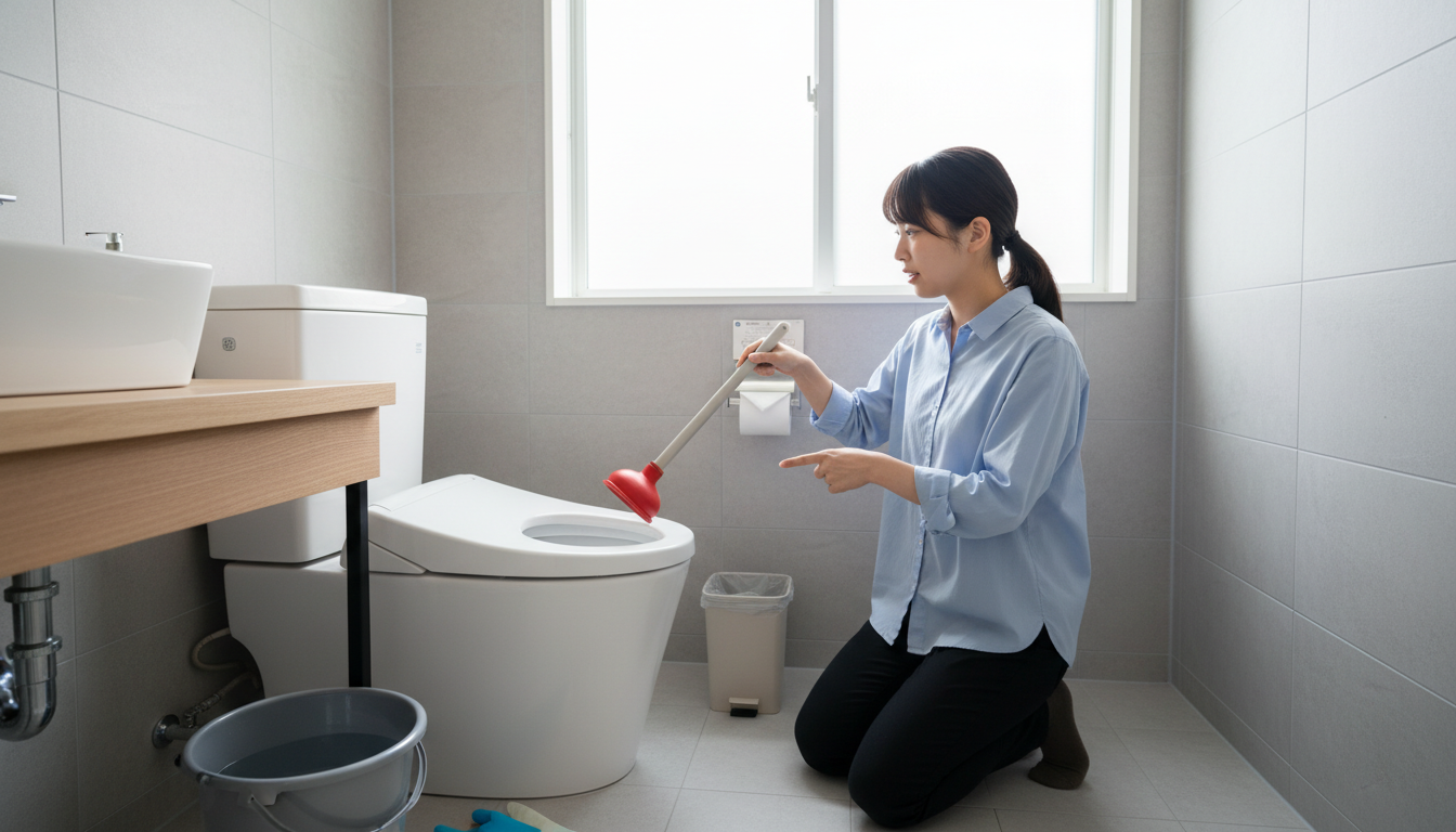 トイレつまりで慌てない！業者を呼ぶ前の確認事項と応急処置に関する画像