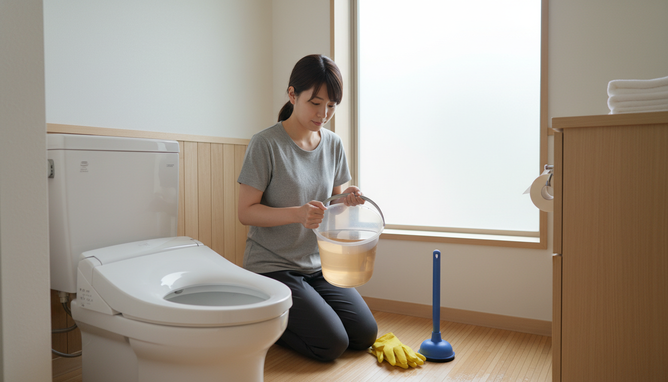 トイレつまりで業者を呼ぶ前に試せること・注意点に関する画像