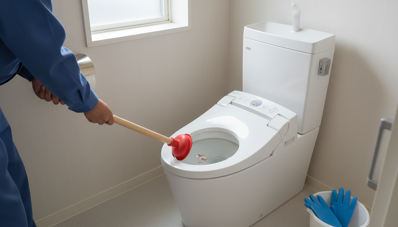 トイレつまりで業者を呼ぶ前に！自分でできる応急処置と注意点に関する画像