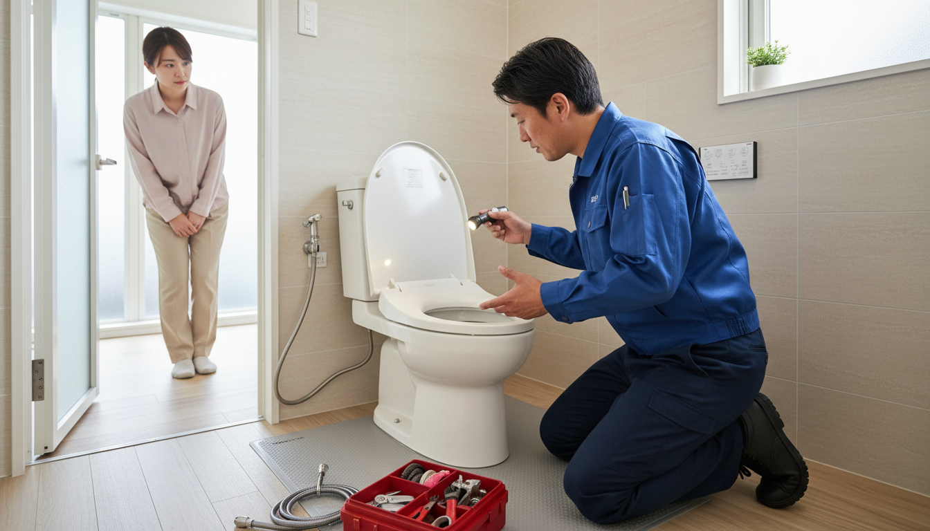 トイレつまりで水道業者を呼ぶ前に確認すべきことに関する画像