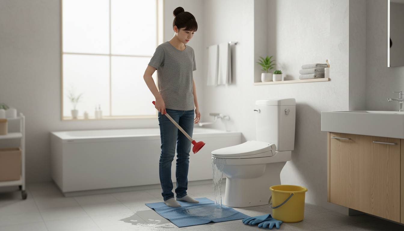 トイレつまりを悪化させないための応急処置と注意点に関する画像