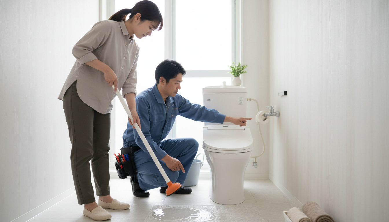 トイレつまりの応急処置と注意点に関する画像