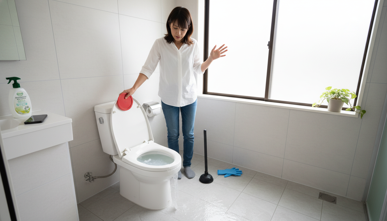 トイレつまりを悪化させないための注意点と応急処置に関する画像