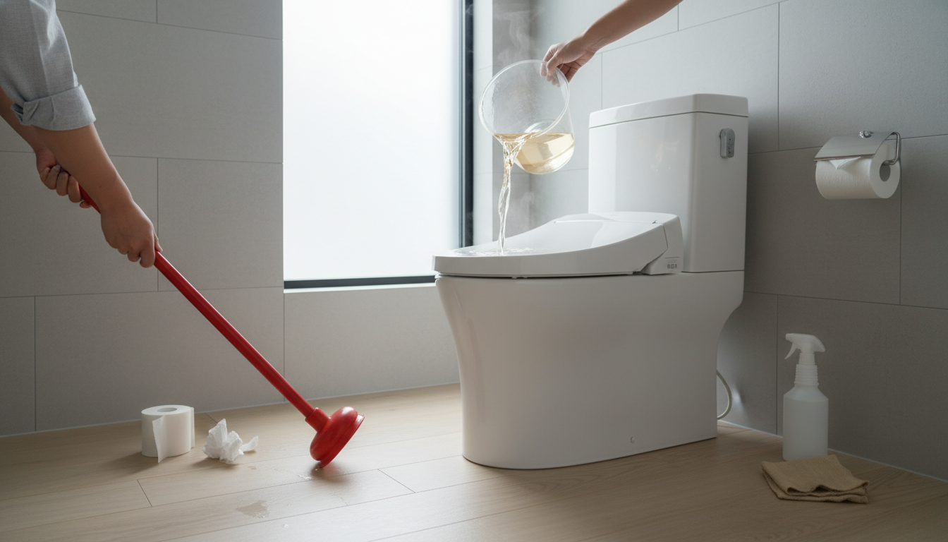 トイレつまりで業者を呼ぶ前に試せること・やってはいけないことに関する画像