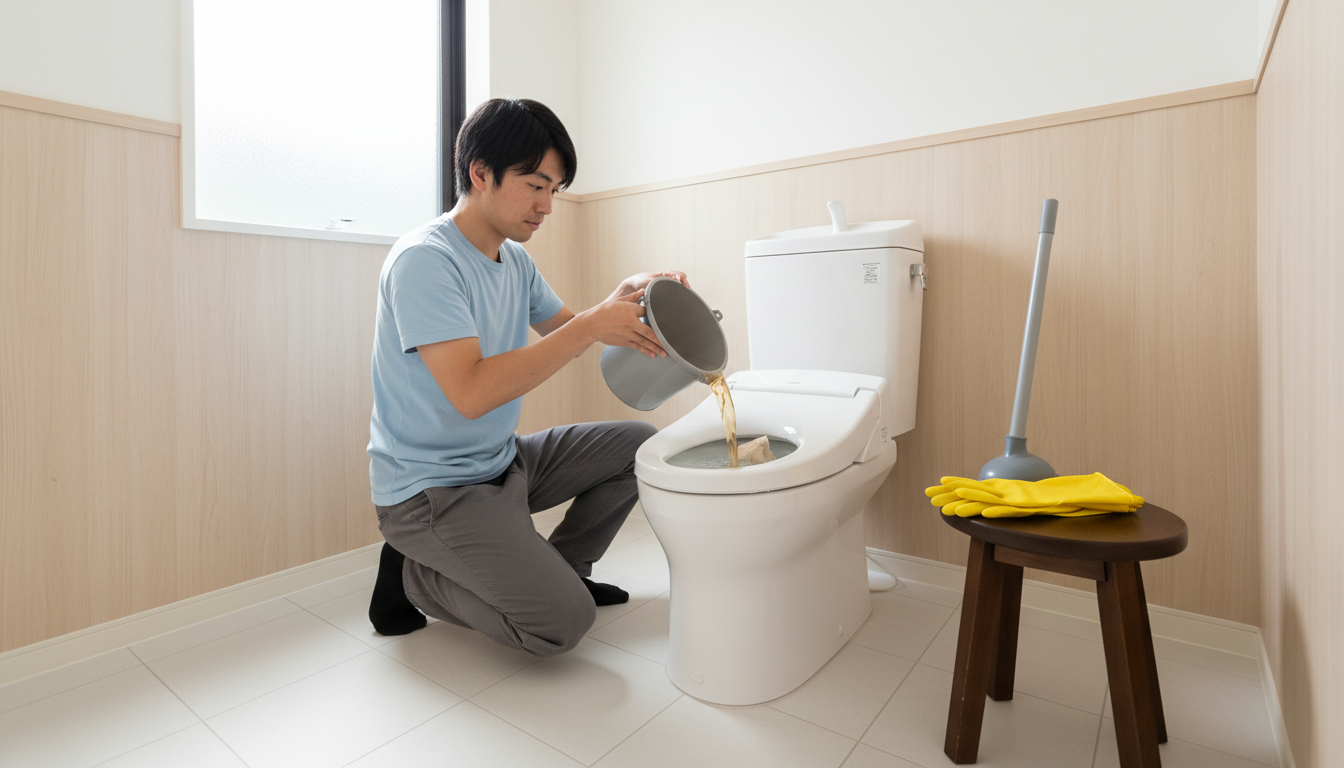 トイレつまりで業者を呼ぶ前に自分でできる対処法と注意点に関する画像
