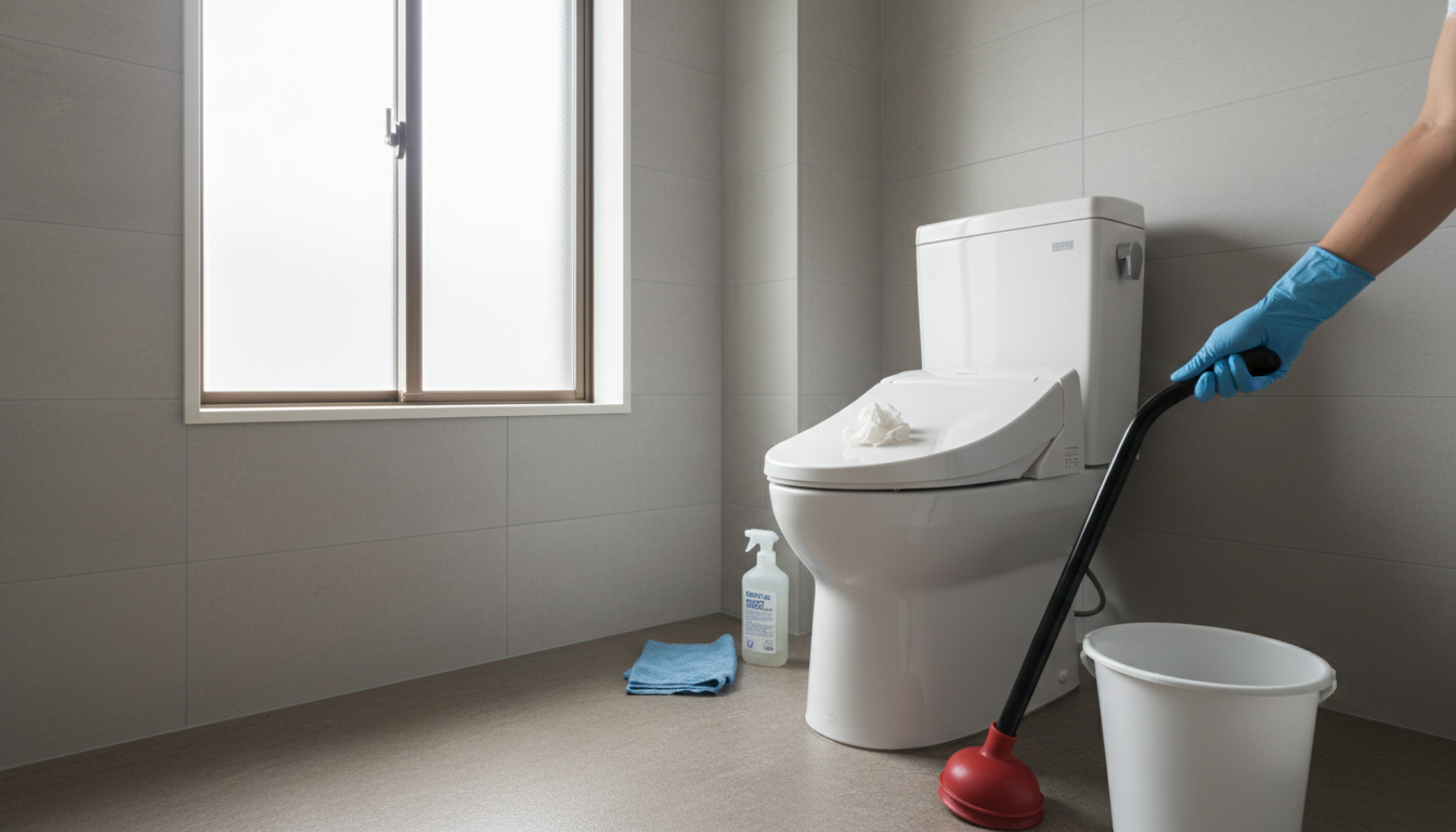 プロに依頼する前に！トイレつまりの原因と自分でできる応急処置に関する画像