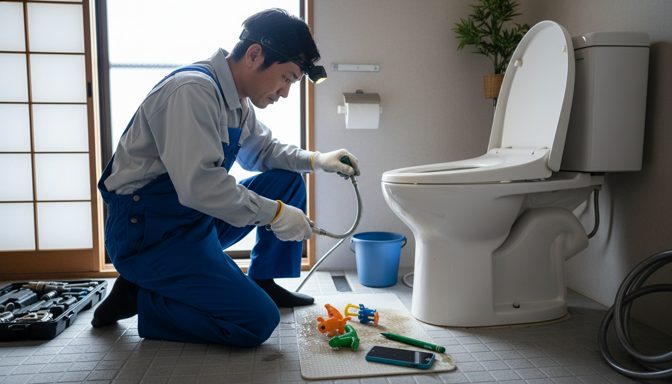 水に溶けない固形物を流してしまったに関する画像