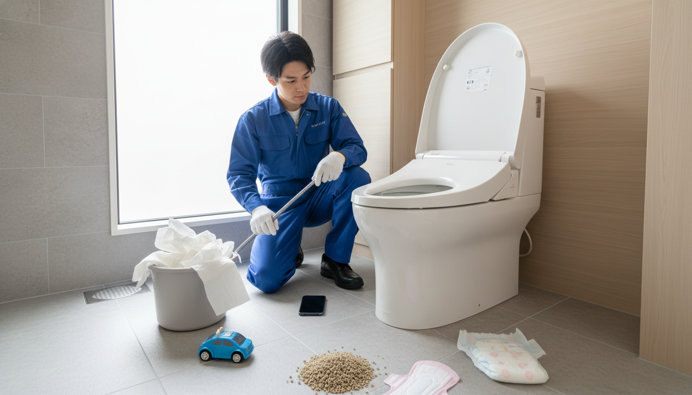 トイレつまりの主な原因に関する画像