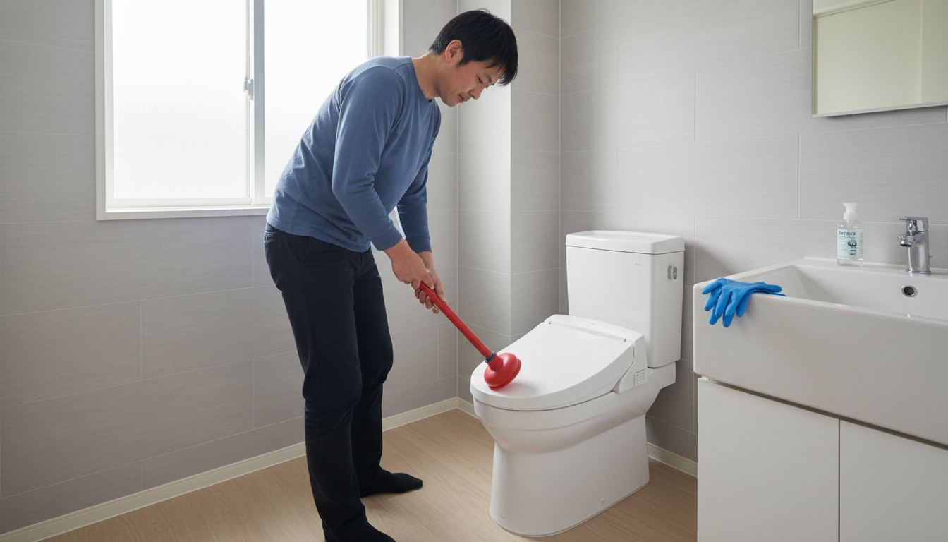 トイレつまりで業者を呼ぶ前に自分でできること・注意点に関する画像