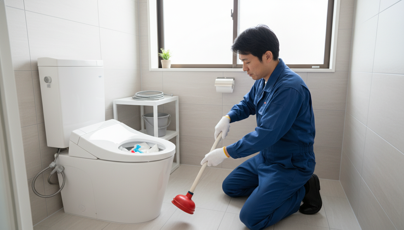 トイレットペーパーの流しすぎや異物の落下に関する画像