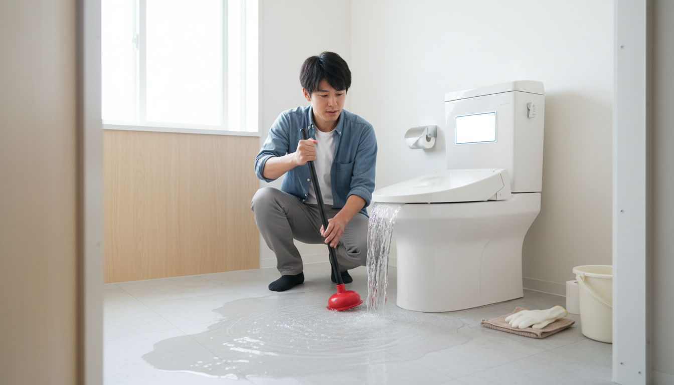 業者を呼ぶ前に試せる！トイレつまりの応急処置と注意点に関する画像