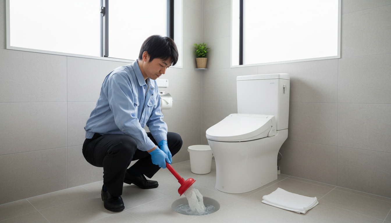 軽度のつまり(トイレットペーパー等)の対処法に関する画像