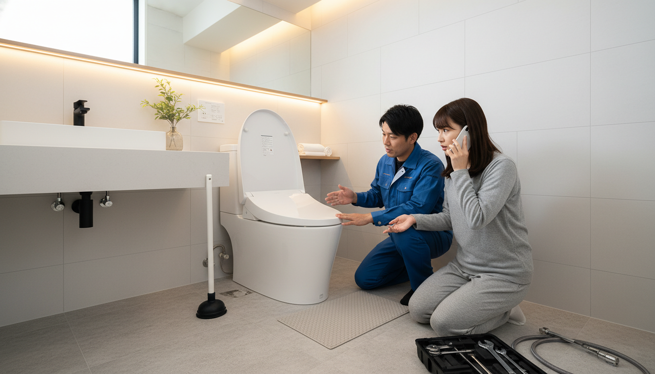 賃貸物件でトイレが詰まったら？大家さん・管理会社への連絡は必須？に関する画像