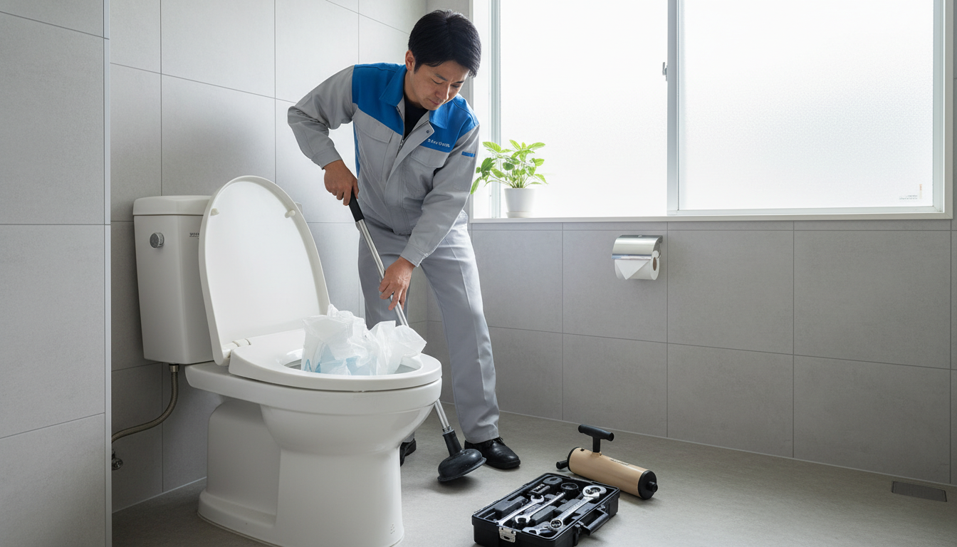 軽度のつまり(トイレットペーパーなど)に関する画像