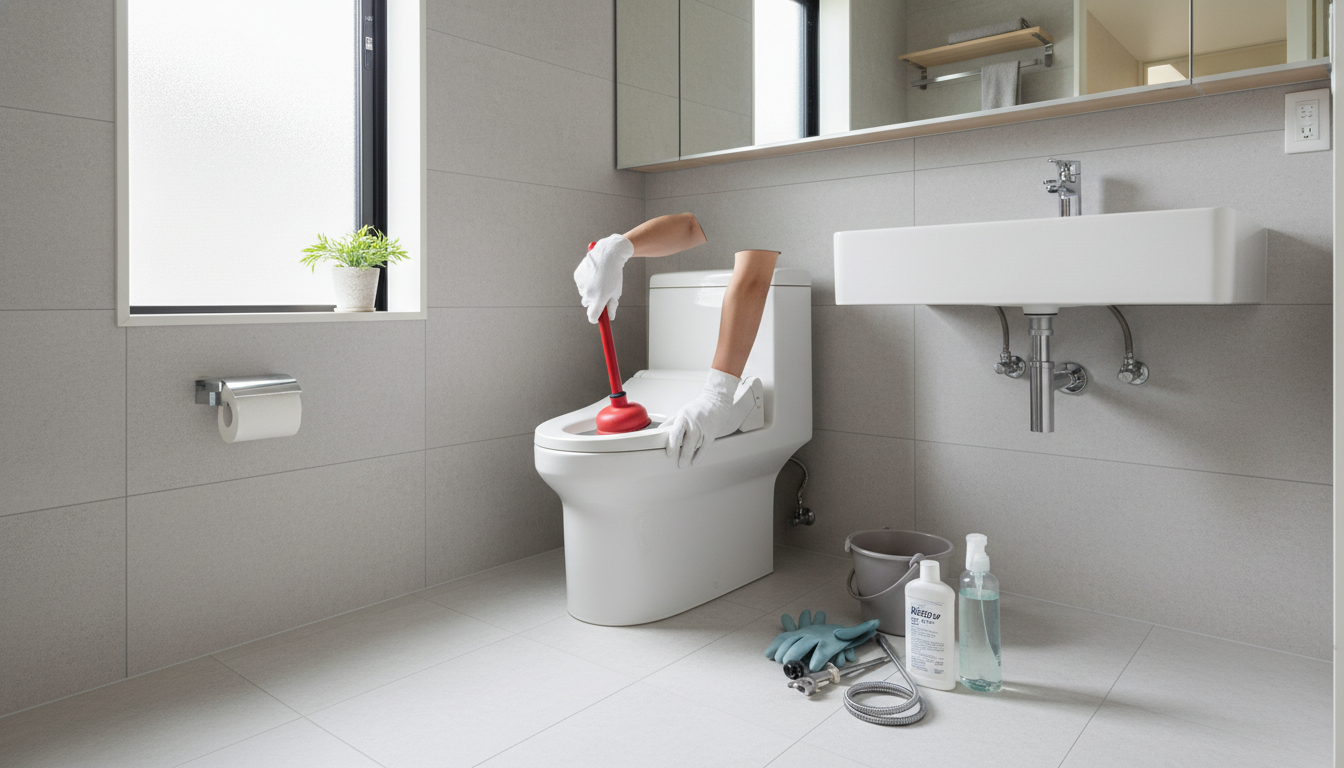 自分でできる？トイレつまりの応急処置と注意点に関する画像