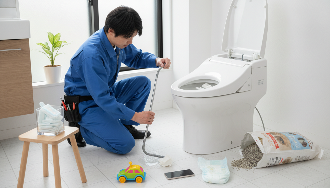 トイレつまりの一般的な原因に関する画像