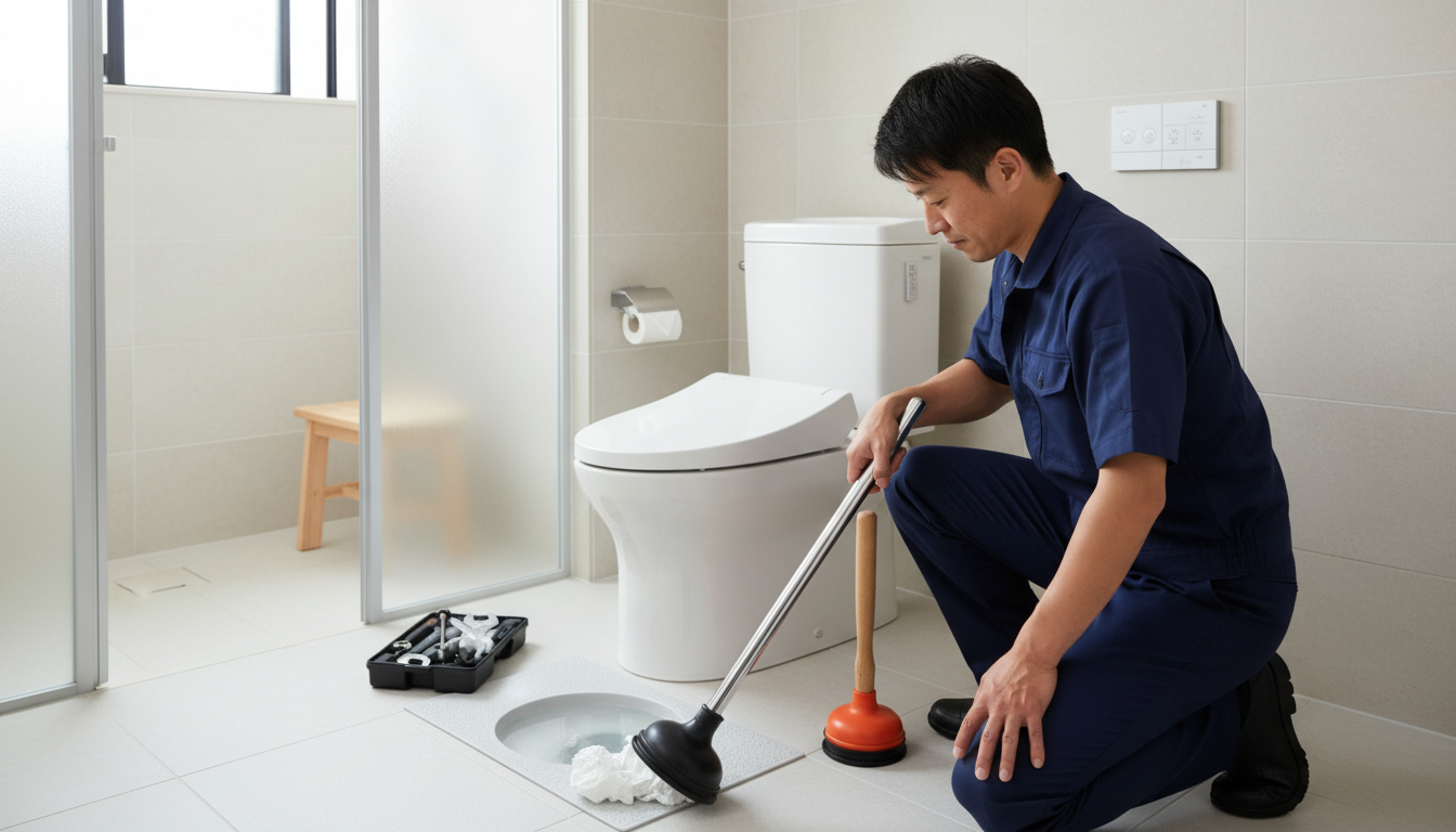 軽度のつまり（トイレットペーパーなど）に関する画像