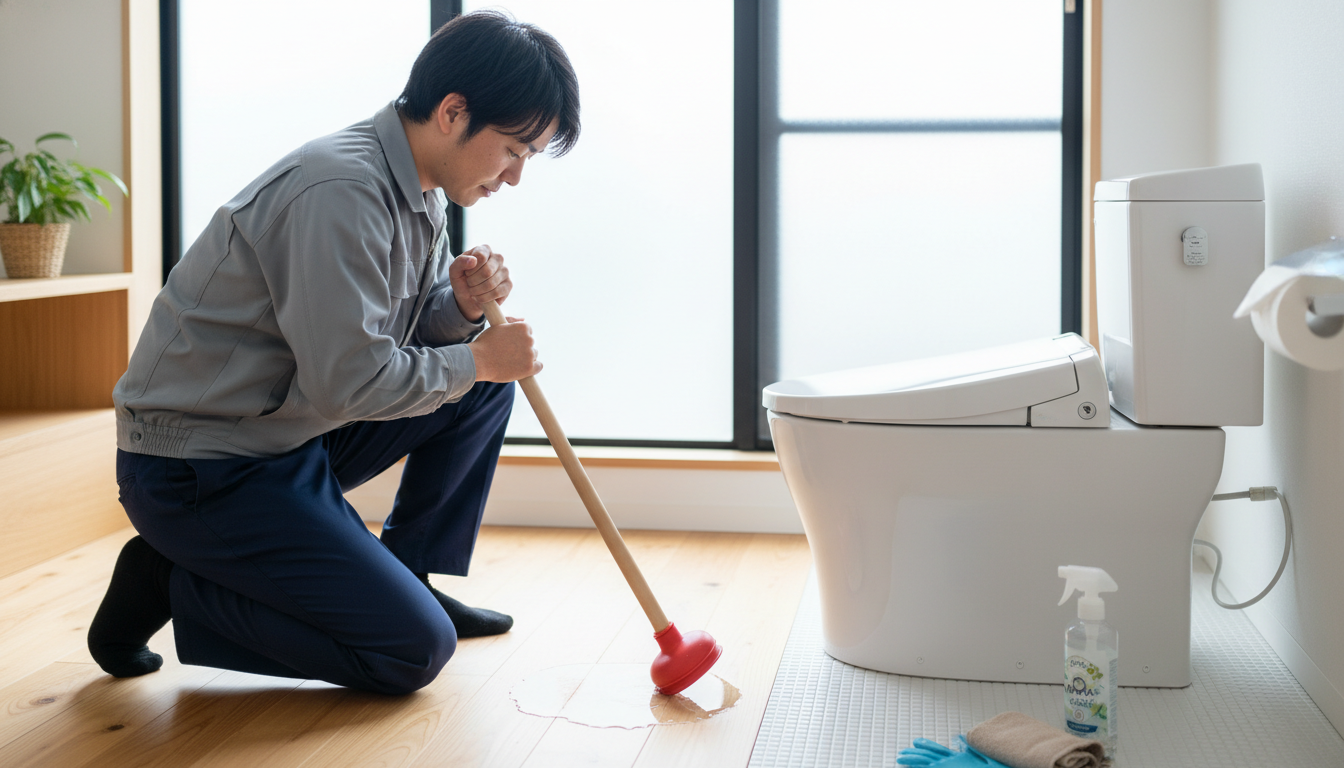 トイレつまりで業者を呼ぶ前に！自分でできる応急処置と注意点に関する画像