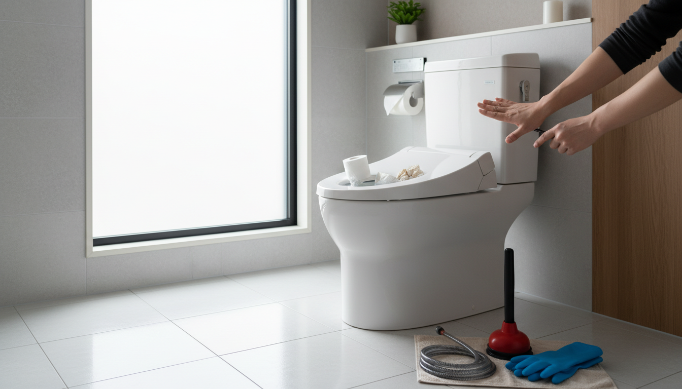 トイレつまりを悪化させないための注意点と応急処置に関する画像