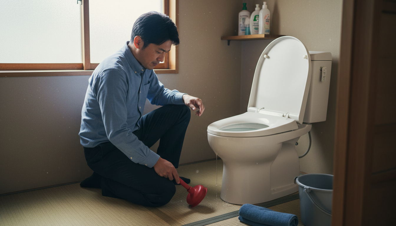 トイレつまりで水道業者を呼ぶ前に試せること・注意点に関する画像